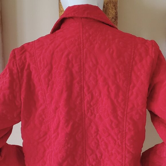 Mountain Lake Women's Cherry Red Quilted Lined Button-Down Jacket SZ S Petite - Picture 8 of 9